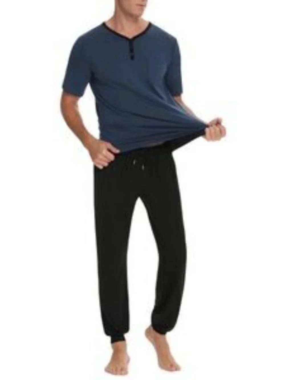 King BEGA Men's Cotton Sleepwear Henley PJs Set